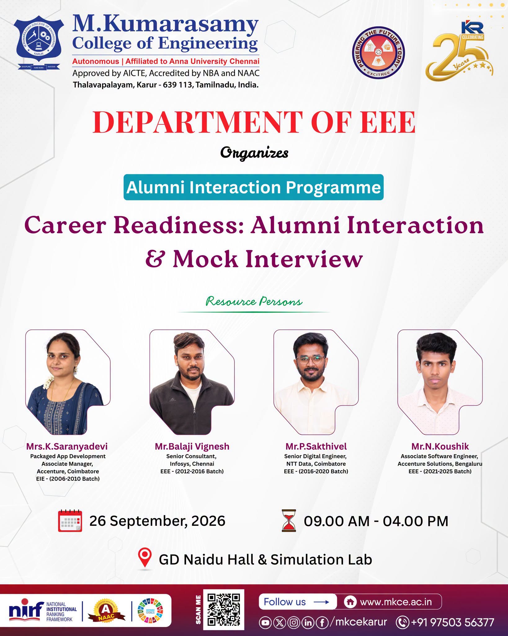 The Department of Electrical and Electronics Engineering presents, CAREER READINESS: ALUMNI INTERACT